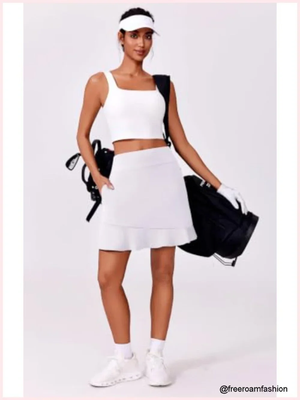 Women's Skort with 6 Pockets, High Waist, Ruffle Hem, UPF 50+, 4-Way Stretch